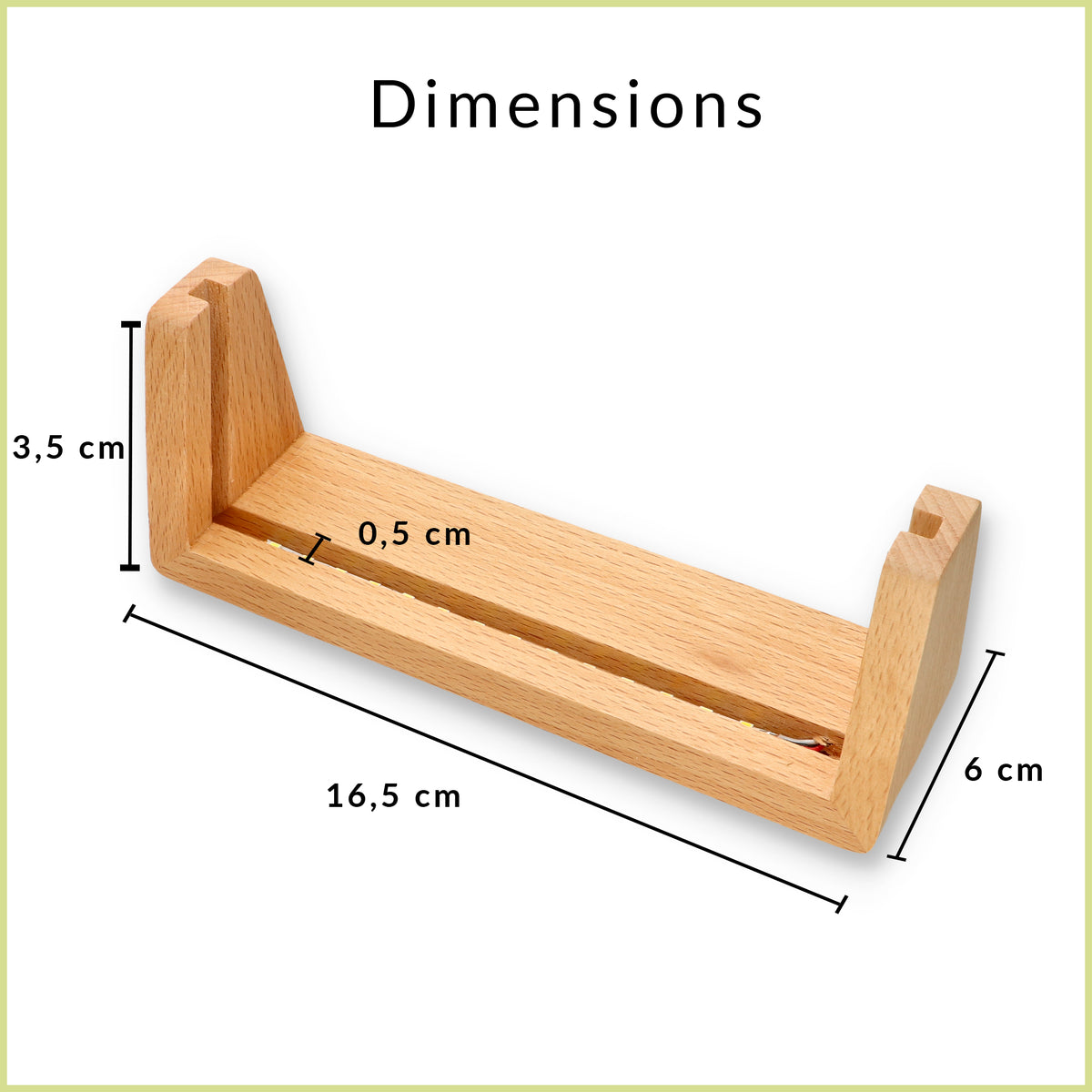 U-shaped LED wooden base in beech or walnut for personalized desk name plate, available with 3 white tones or 7 RGB colors lighting options