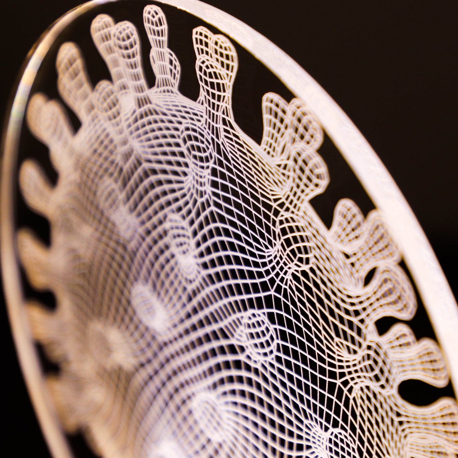 3D illusion lamp featuring a detailed virus structure design, illuminated in a white tone, perfect as a unique and thoughtful gift for immunologists, virologists, or medical professionals specializing in infectious diseases.
