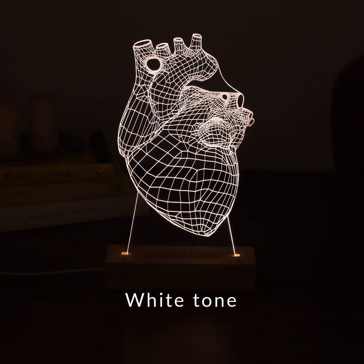 3D illusion lamp featuring a detailed human heart anatomy design, illuminated in a white tone, perfect as a unique and thoughtful gift for cardiologists or medical professionals specializing in heart health.