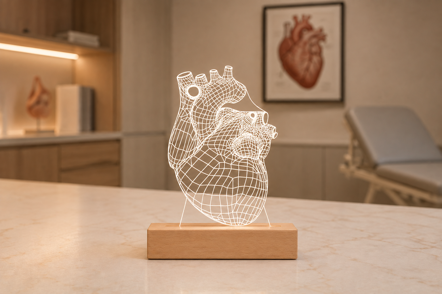 Personalized medical LED lamp displayed on a desk