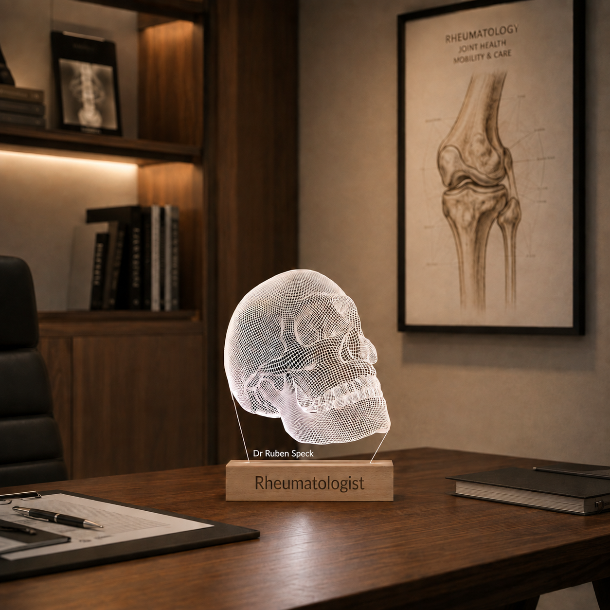 Lampe LED Crâne Anatomique sur fond neutre