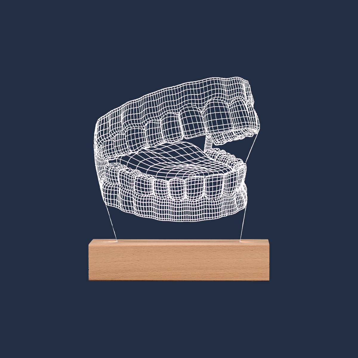 Human Jaw LED lamp on a plain background