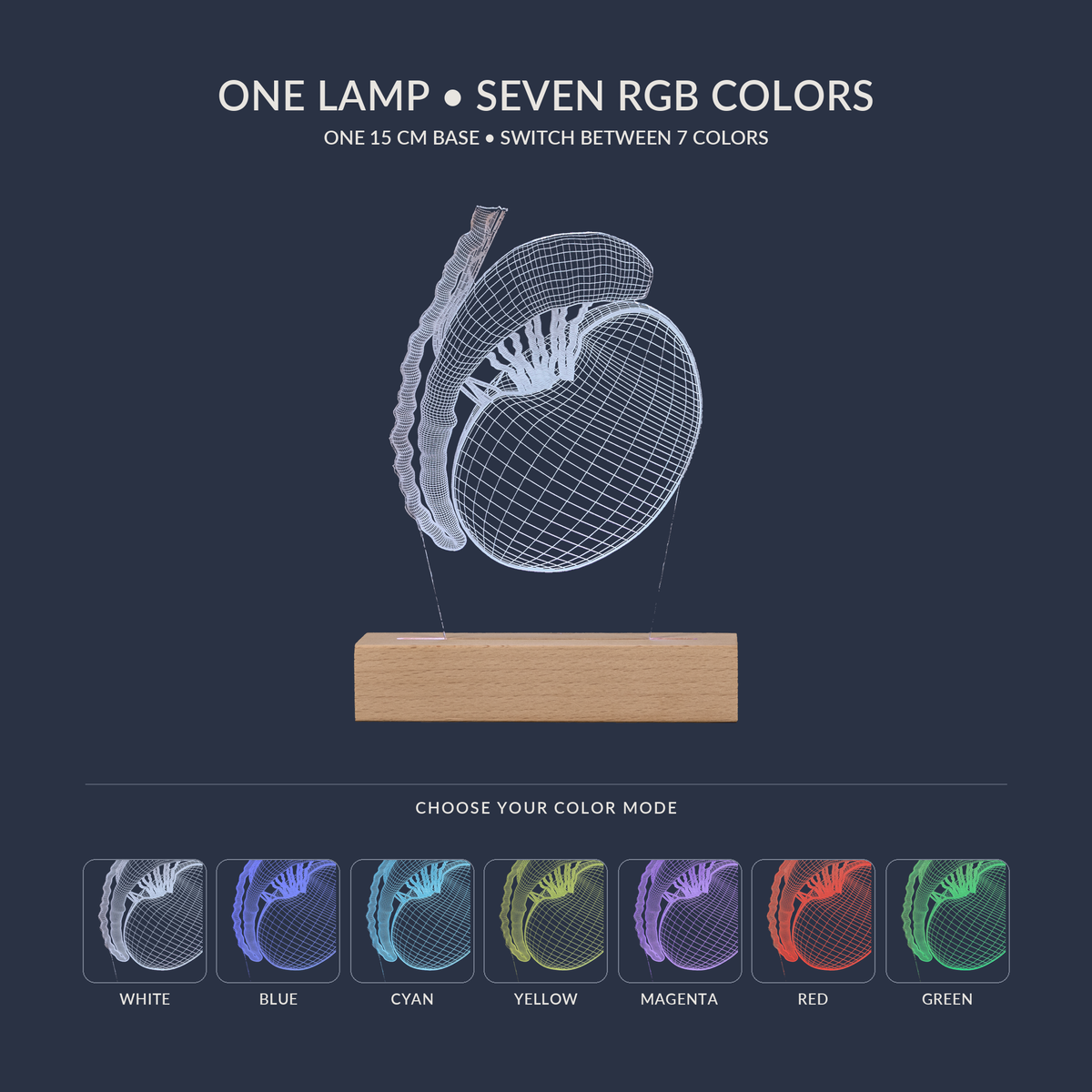 RGB color options for the Testicle LED lamp