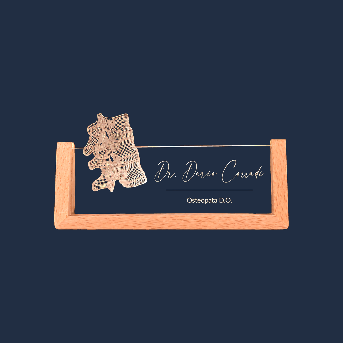 Orthopedic Vertebral LED nameplate on a plain background