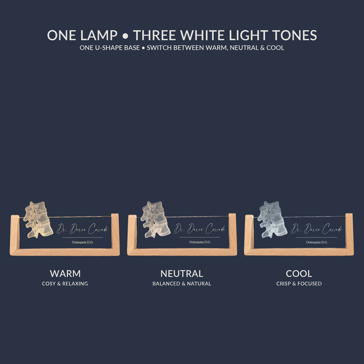 White light tone options for the Orthopedic Vertebral LED nameplate