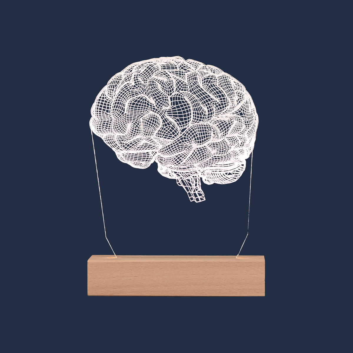 Brain LED lamp on a plain background