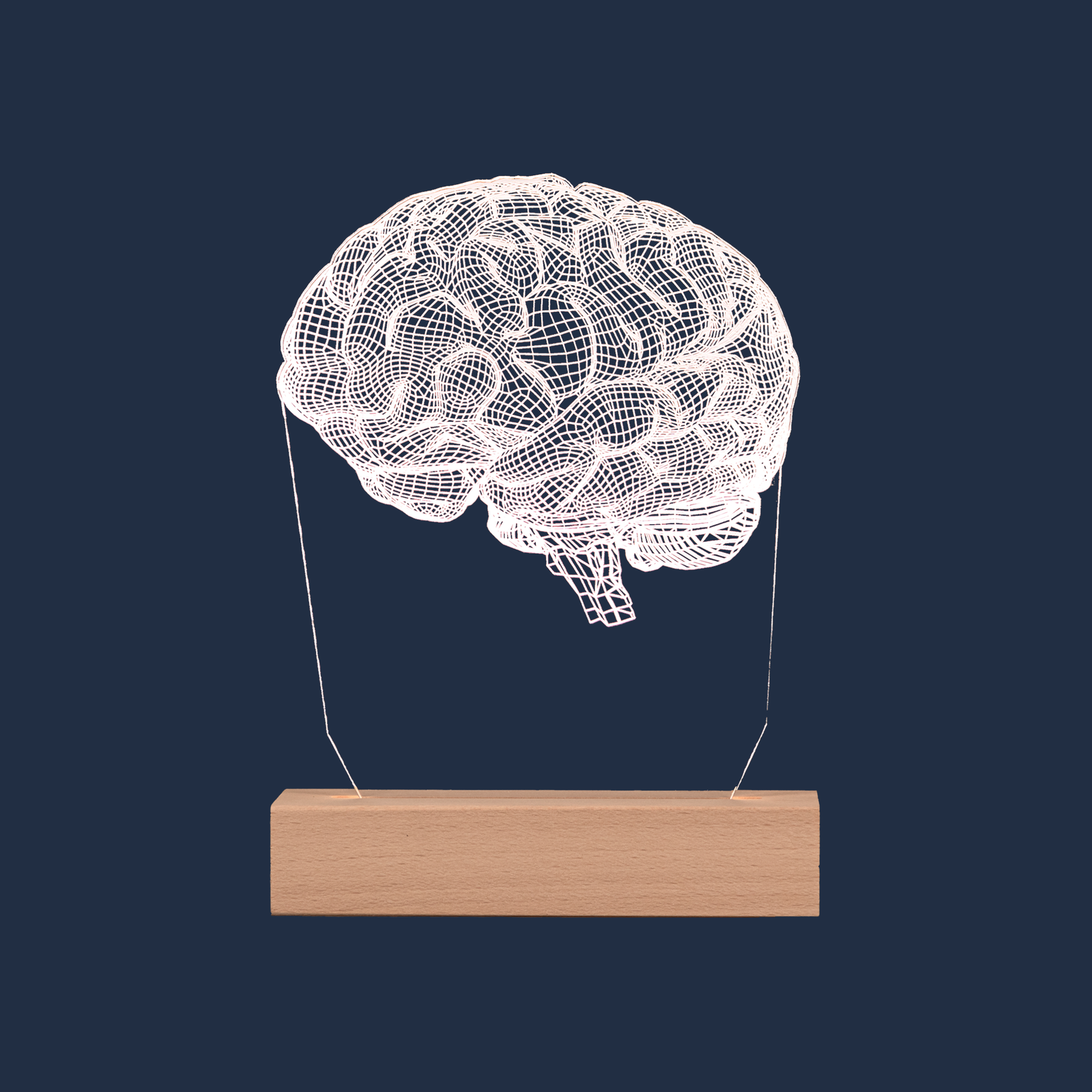 Brain LED lamp on a plain background