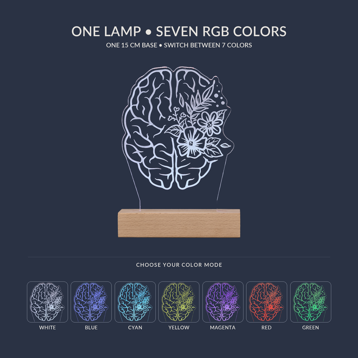 Opzioni di colori RGB per la Lampada LED Cervello Floreale