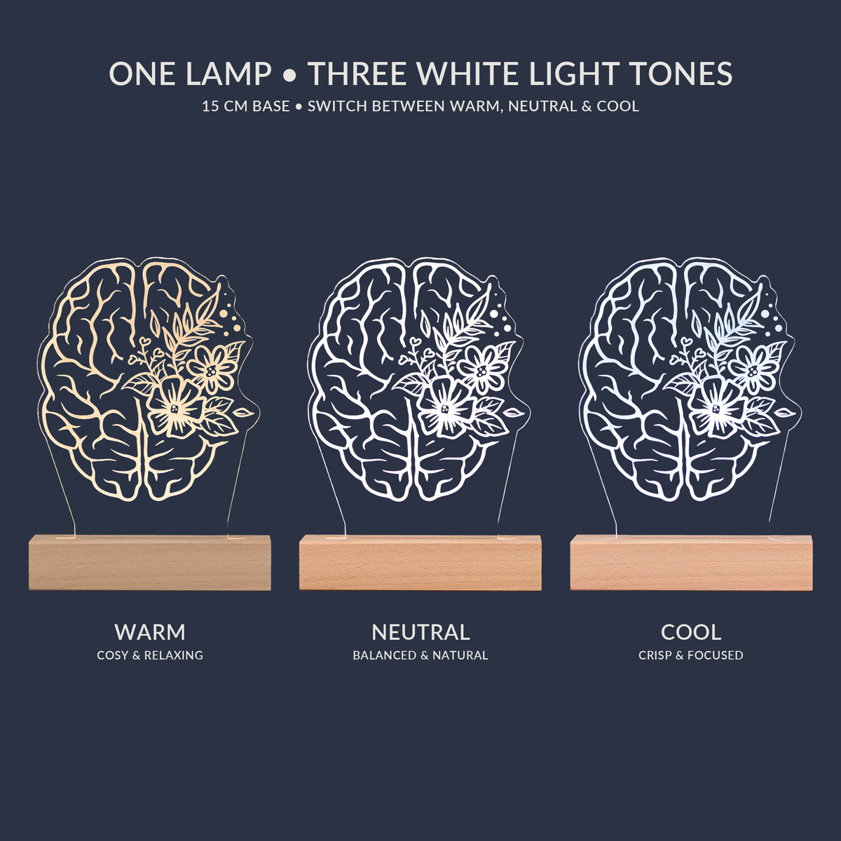 Opzioni di tonalità bianca per la Lampada LED Cervello Floreale
