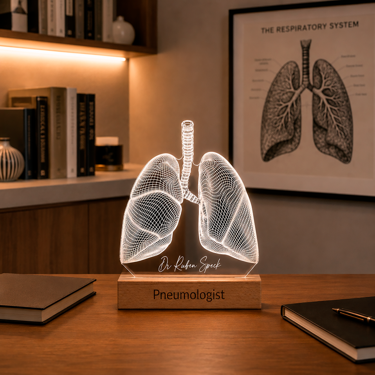 Lungs LED lamp displayed in a home office setting