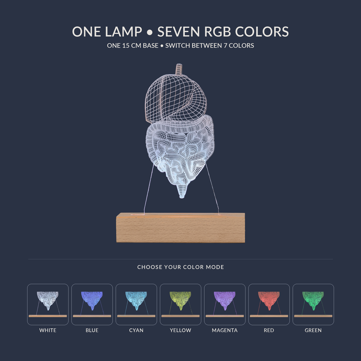RGB color options for the Digestive System LED lamp