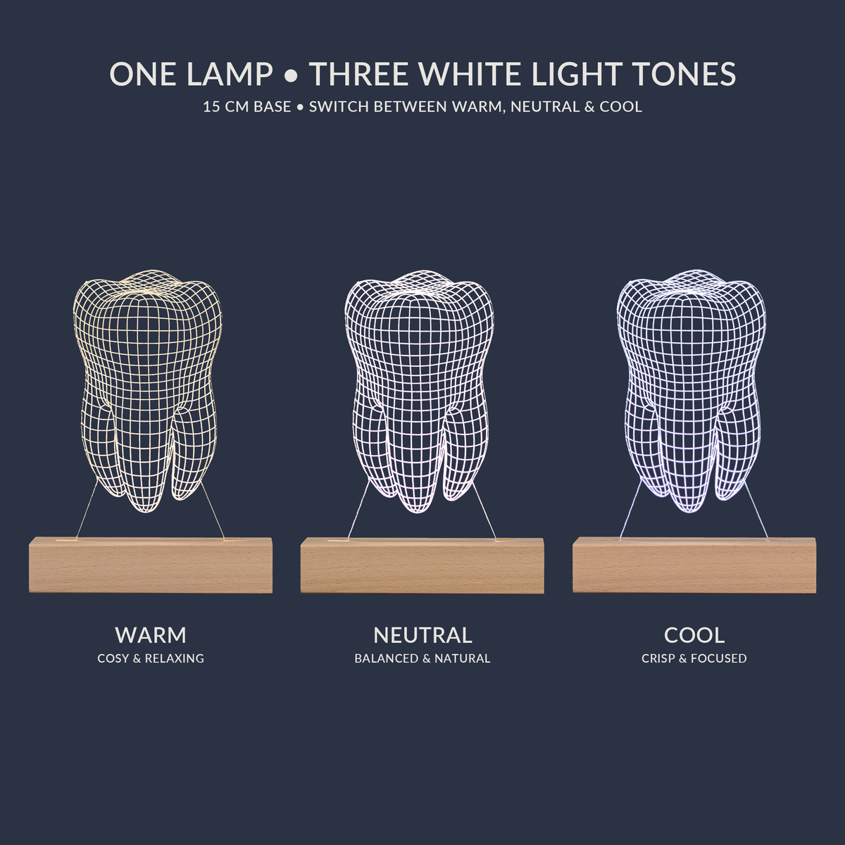 White light tone options for the Tooth LED lamp