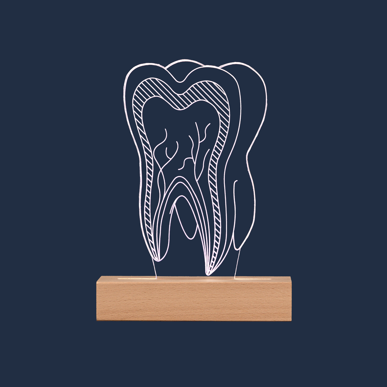 Lámpara LED de Diente Dentista sobre fondo neutro