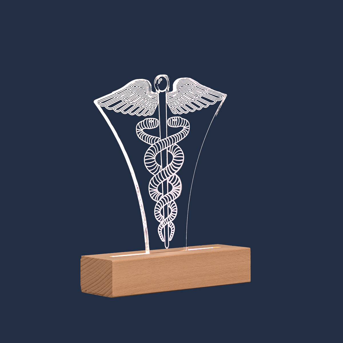 Seitenansicht der Caduceus-LED-Lampe