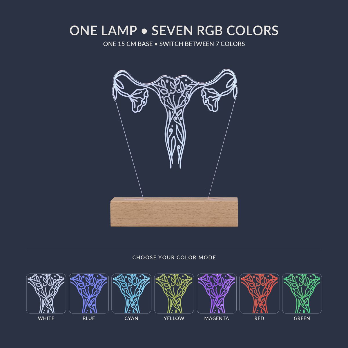 RGB-Farboptionen für die Florale Gebärmutter-LED-Lampe