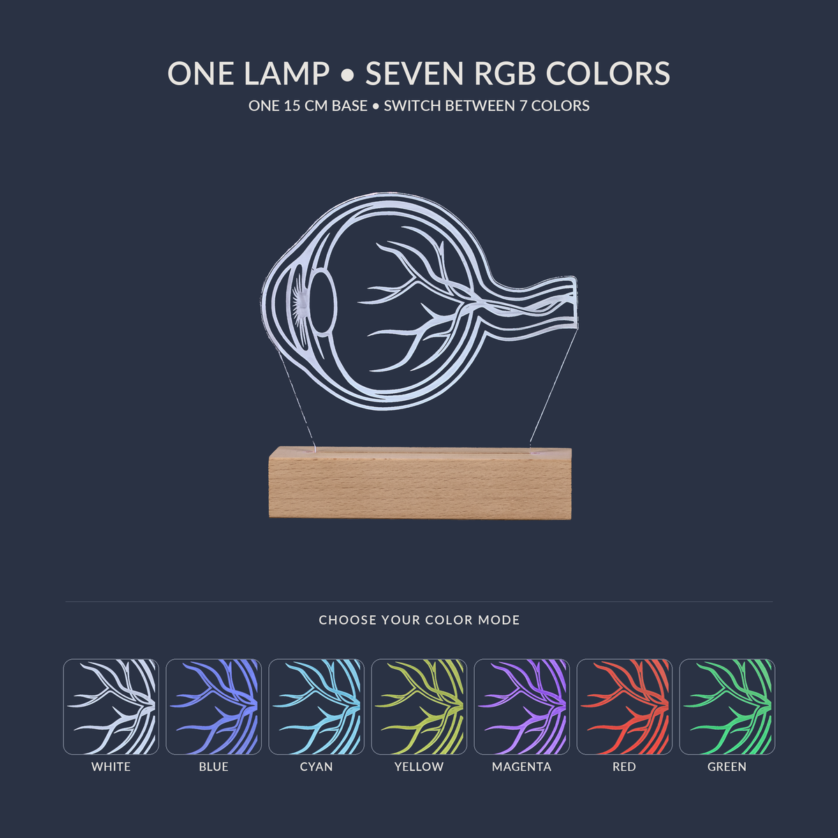 RGB color options for the Eye LED lamp