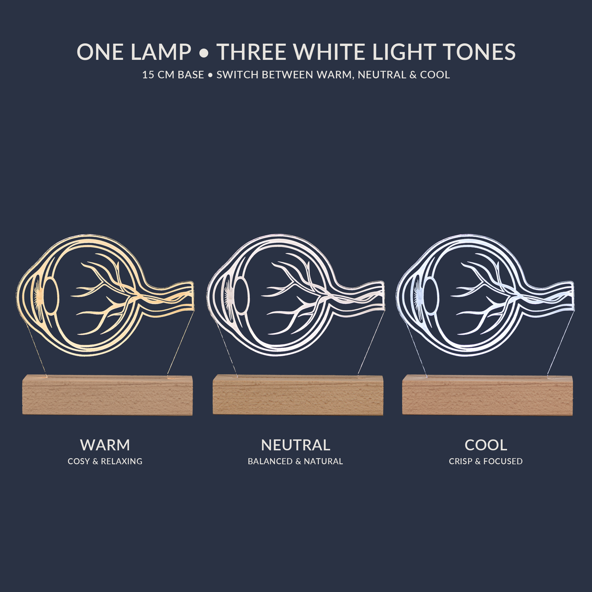 White light tone options for the Eye LED lamp