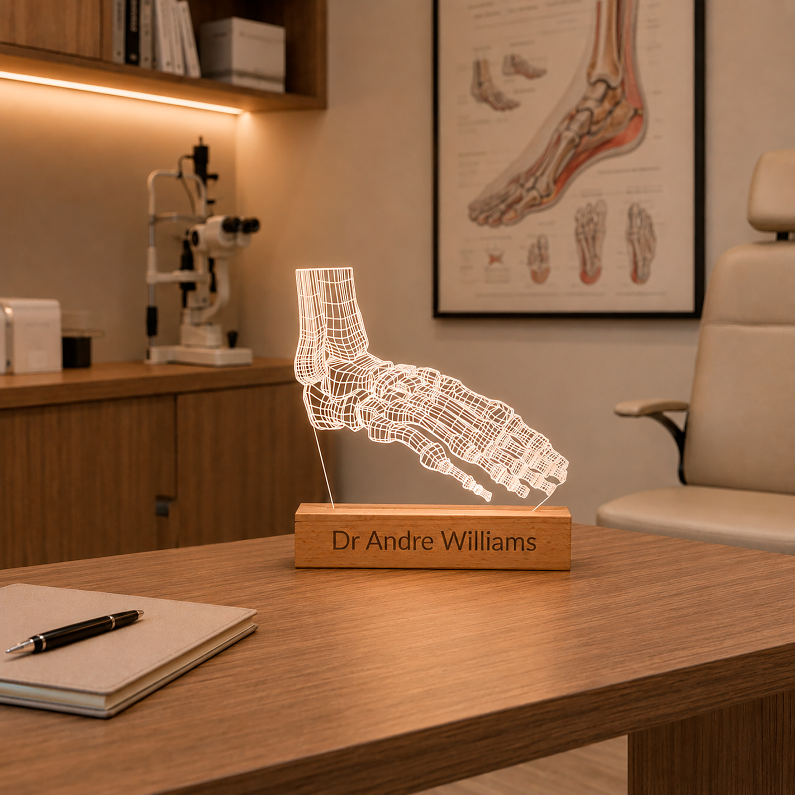 Lampe LED Os du Pied sur fond neutre