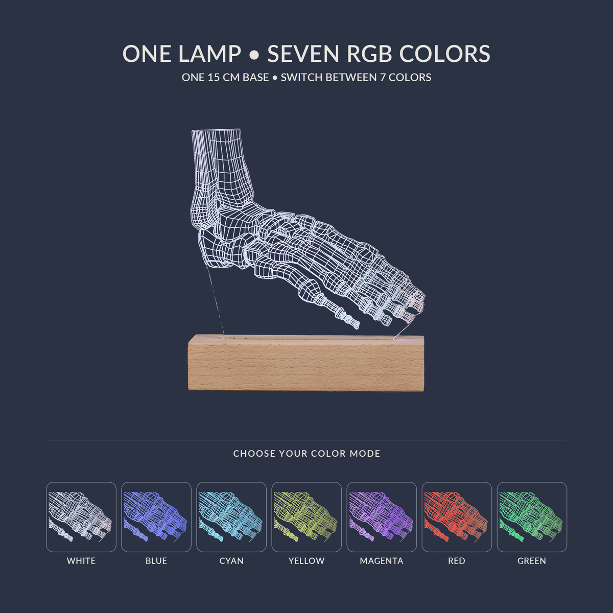 RGB-Farboptionen für die Fußknochen-LED-Lampe
