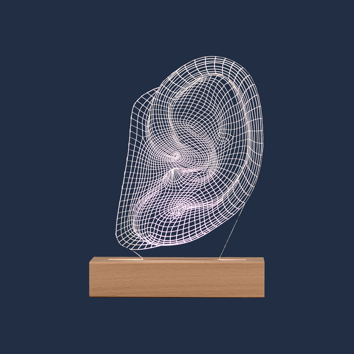 Ear LED lamp on a plain background