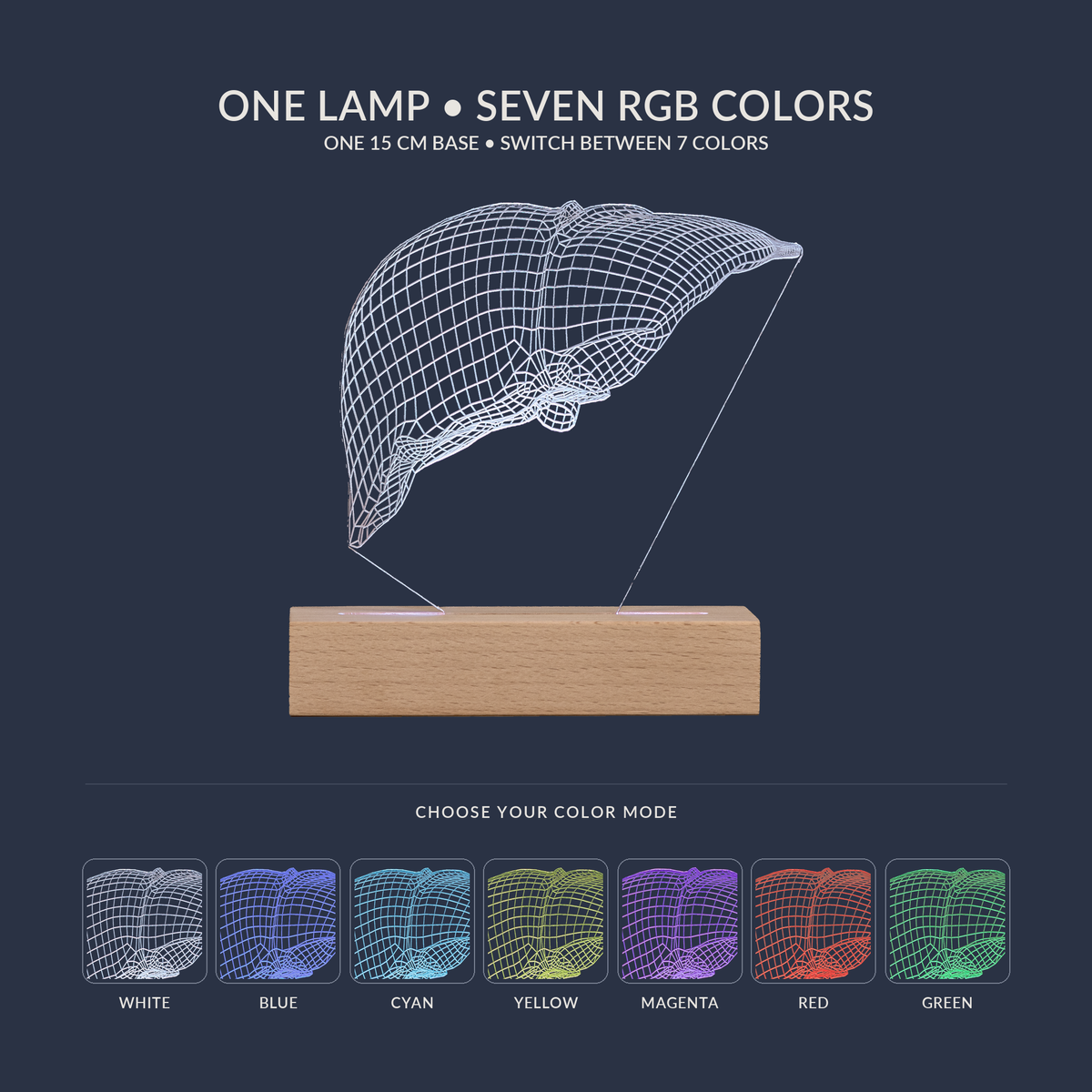 RGB-Farboptionen für die Leber-LED-Lampe