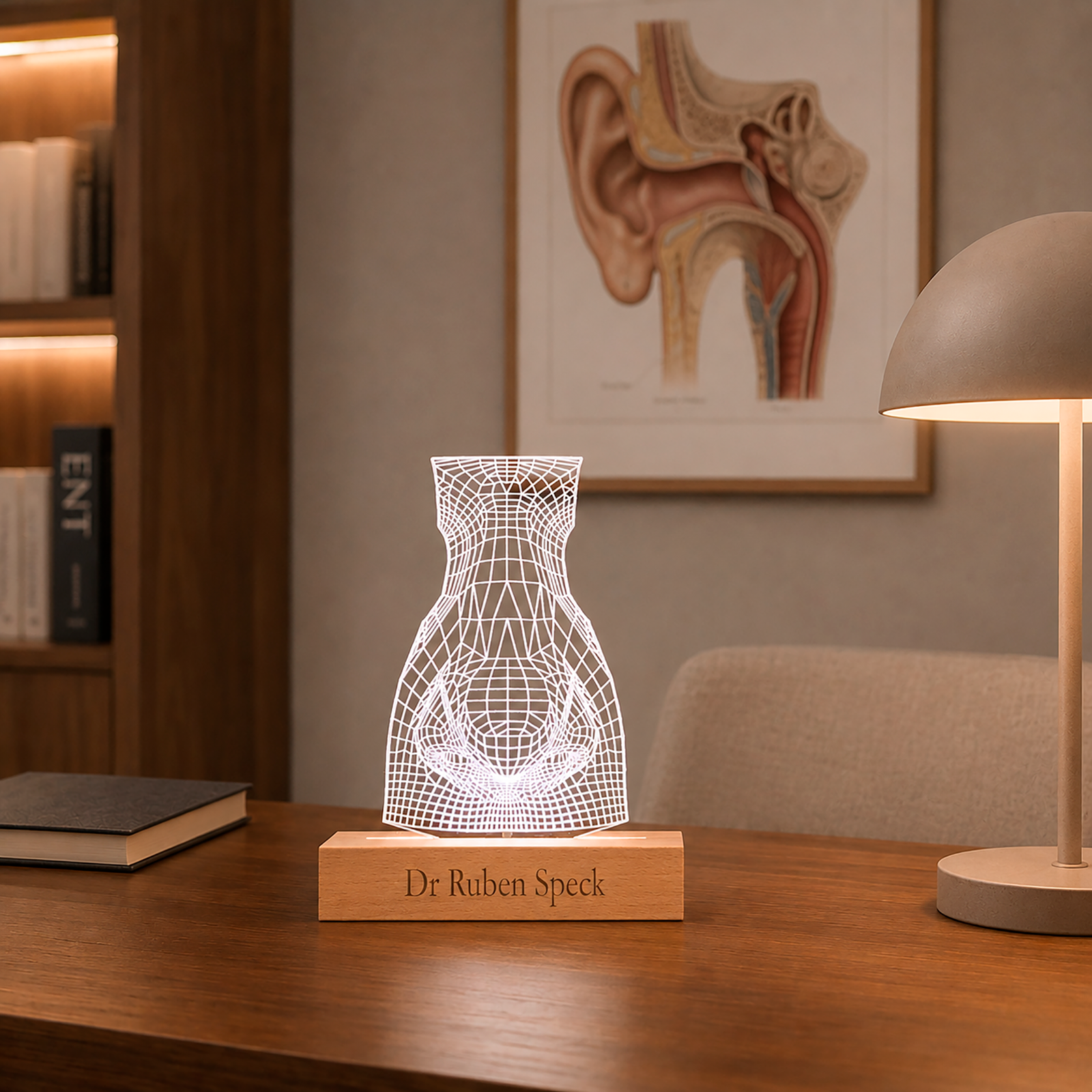 Nose LED lamp on a plain background