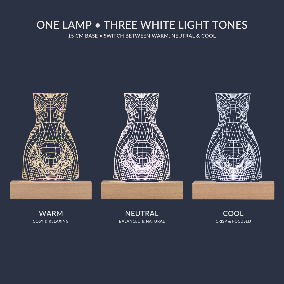 White light tone options for the Nose LED lamp