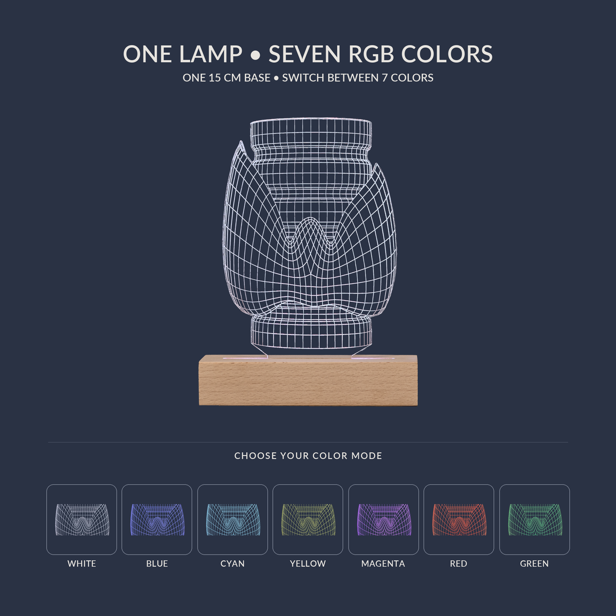 RGB color options for the Thyroid LED lamp