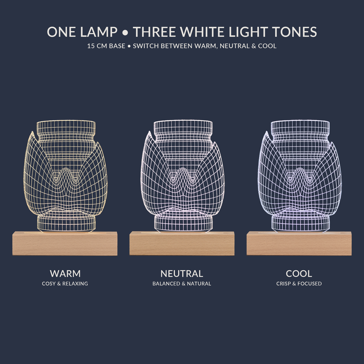 White light tone options for the Thyroid LED lamp