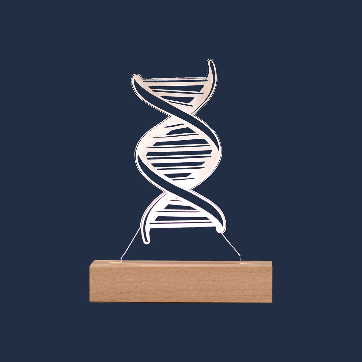 DNA-Helix-LED-Lampe auf neutralem Hintergrund