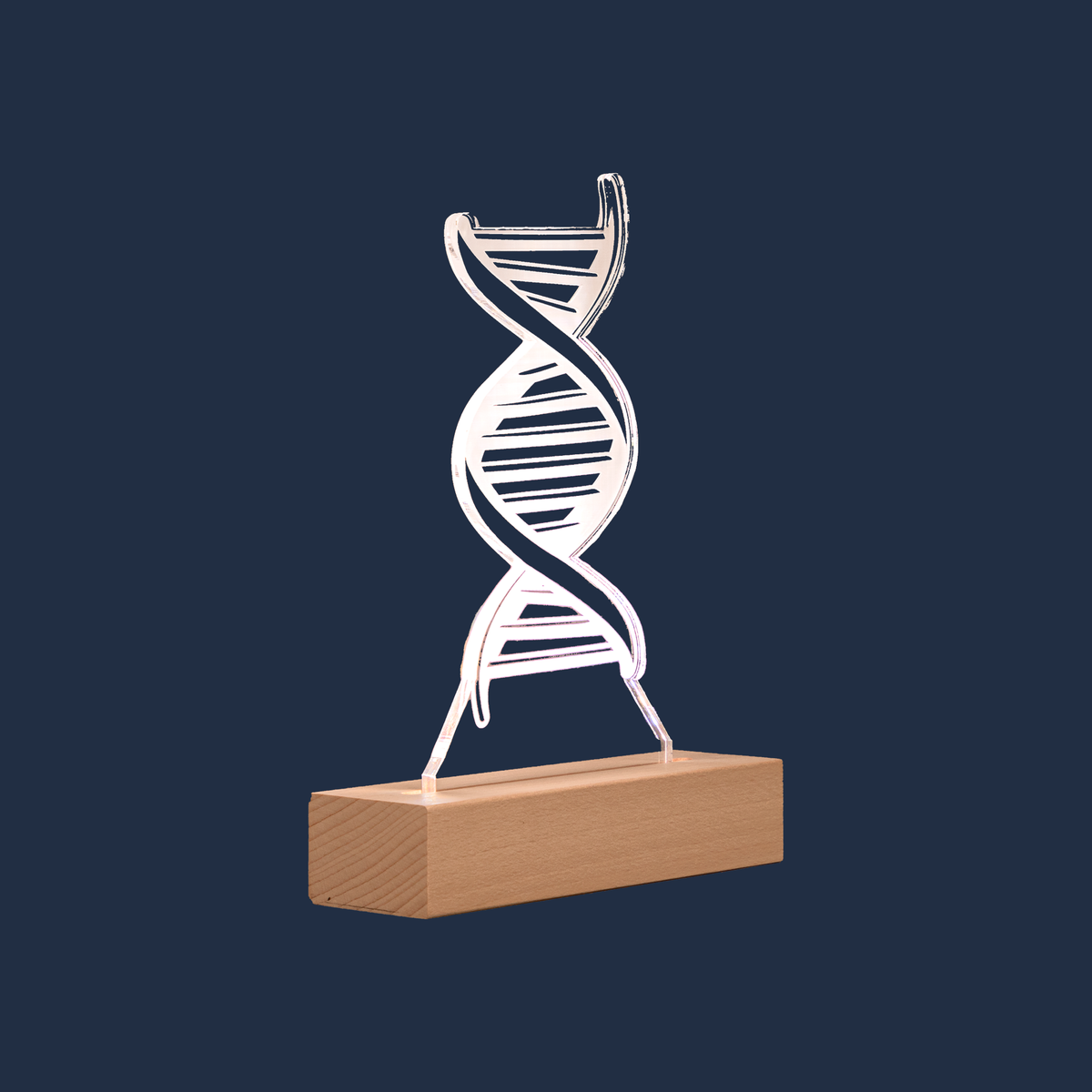 Seitenansicht der DNA-Helix-LED-Lampe