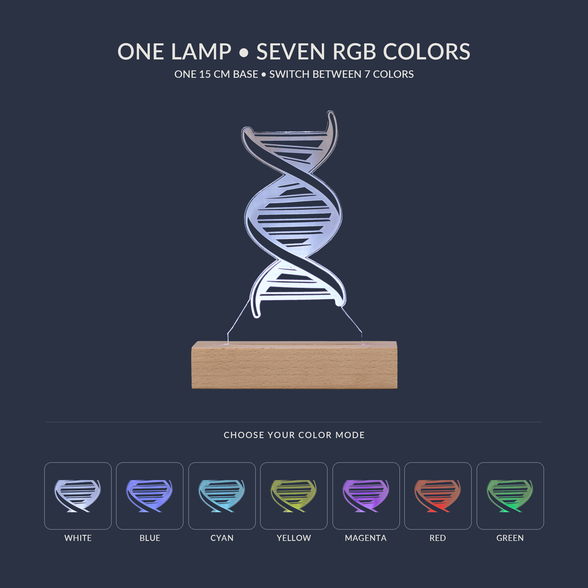 RGB-Farboptionen für die DNA-Helix-LED-Lampe