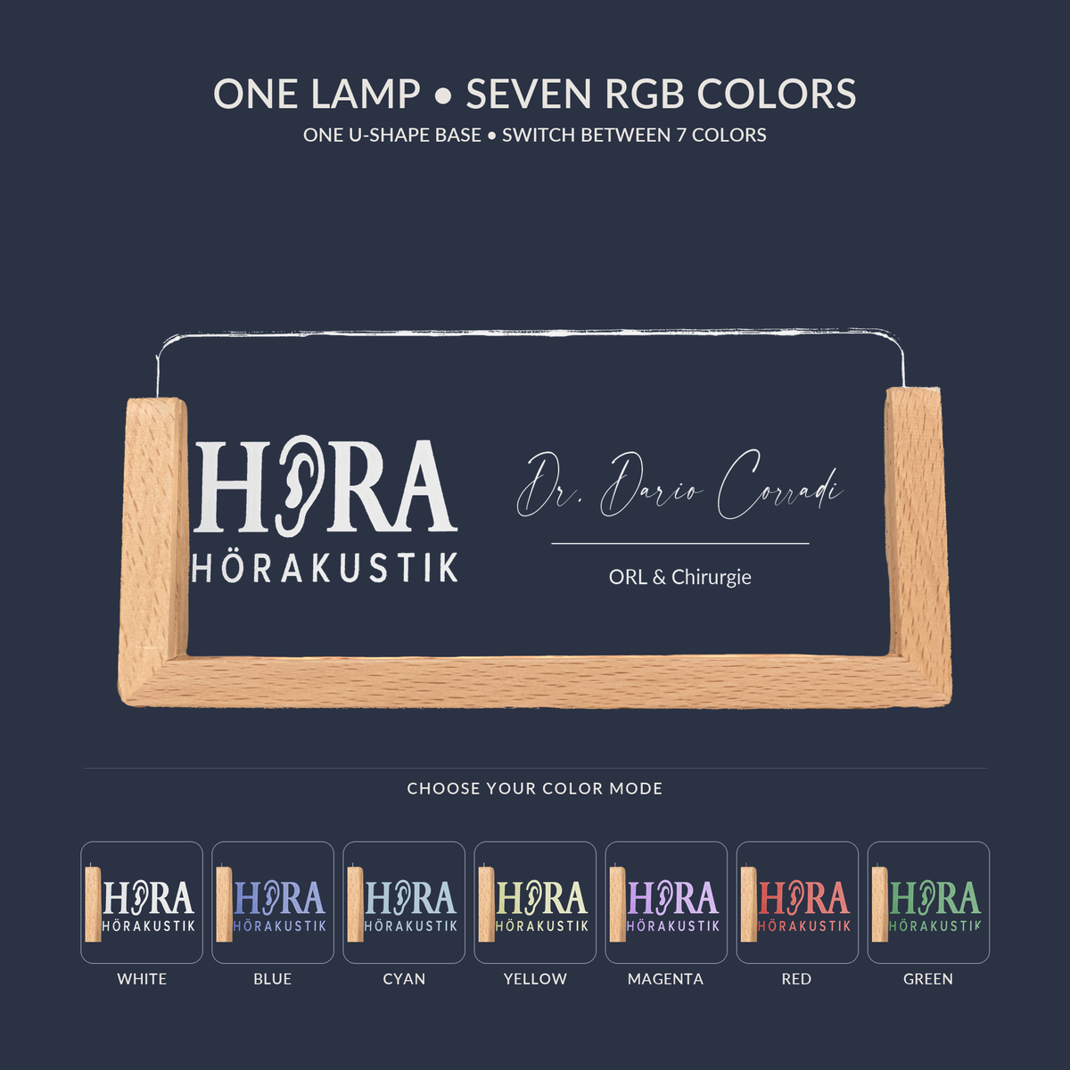 RGB-Farboptionen für das Personalisierte LED-Schreibtischschild