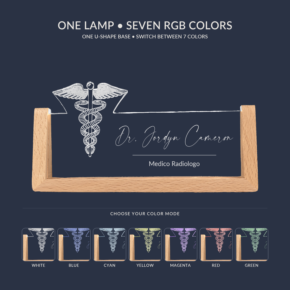 RGB color options for the General Practitioner LED nameplate