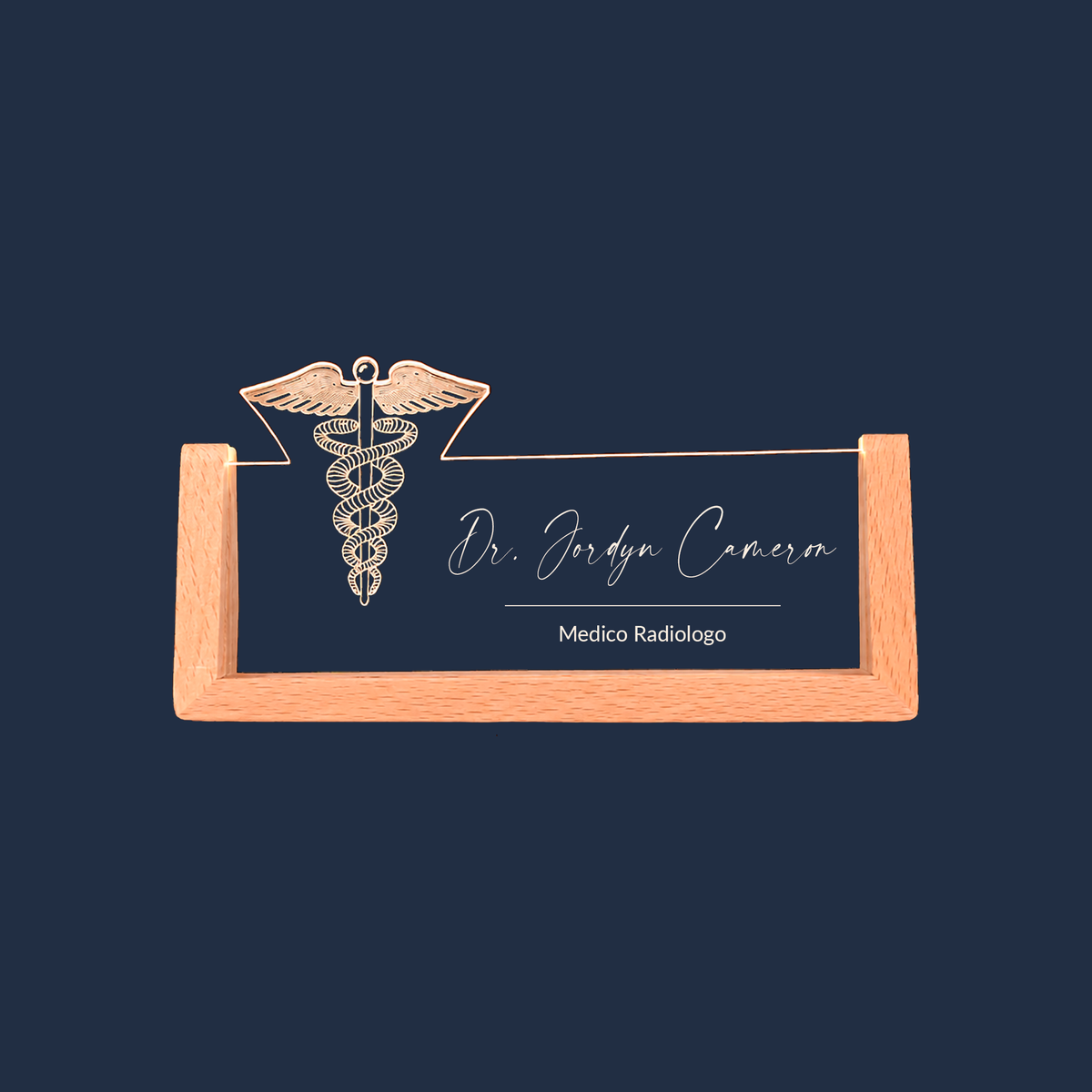 General Practitioner LED nameplate on a plain background
