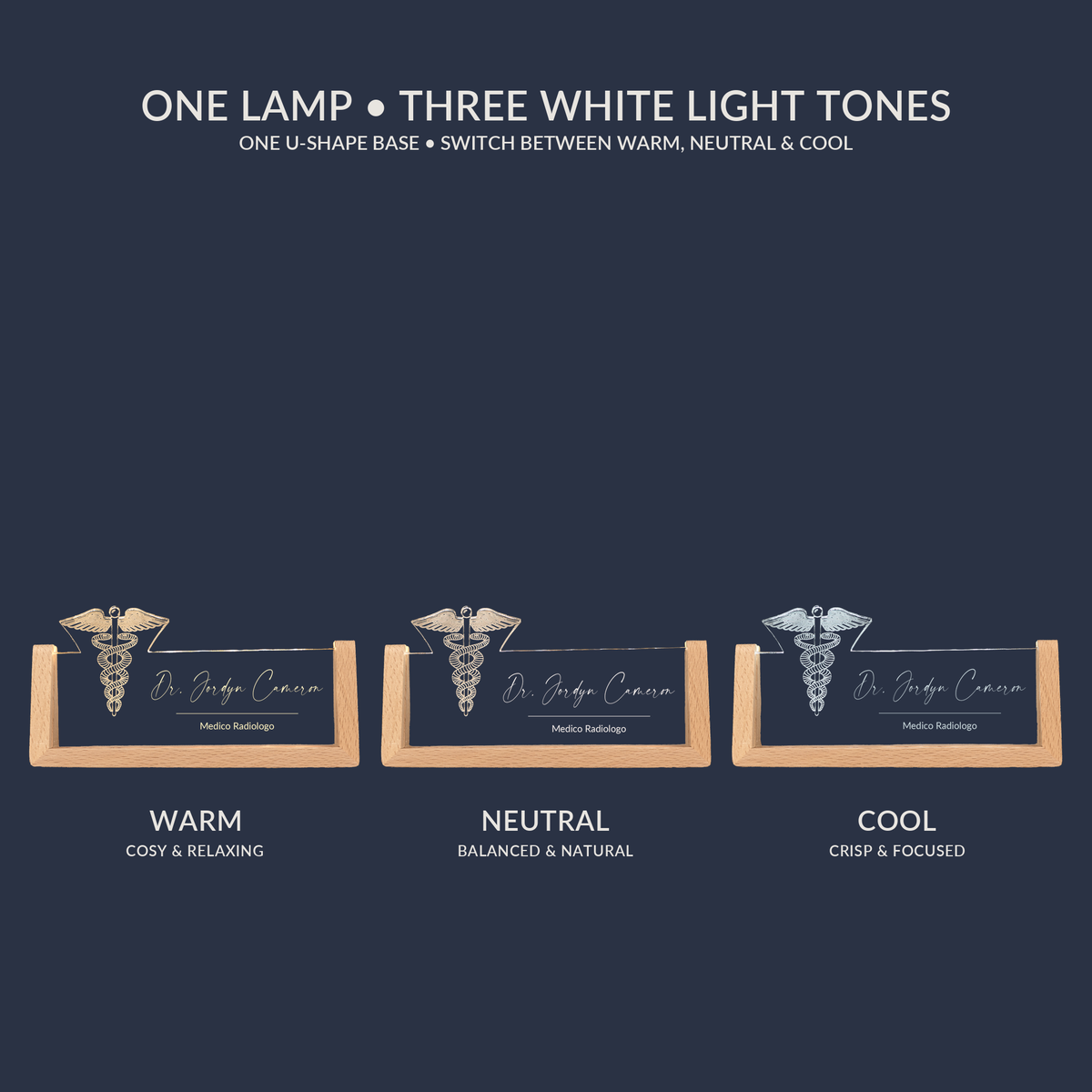 White light tone options for the General Practitioner LED nameplate
