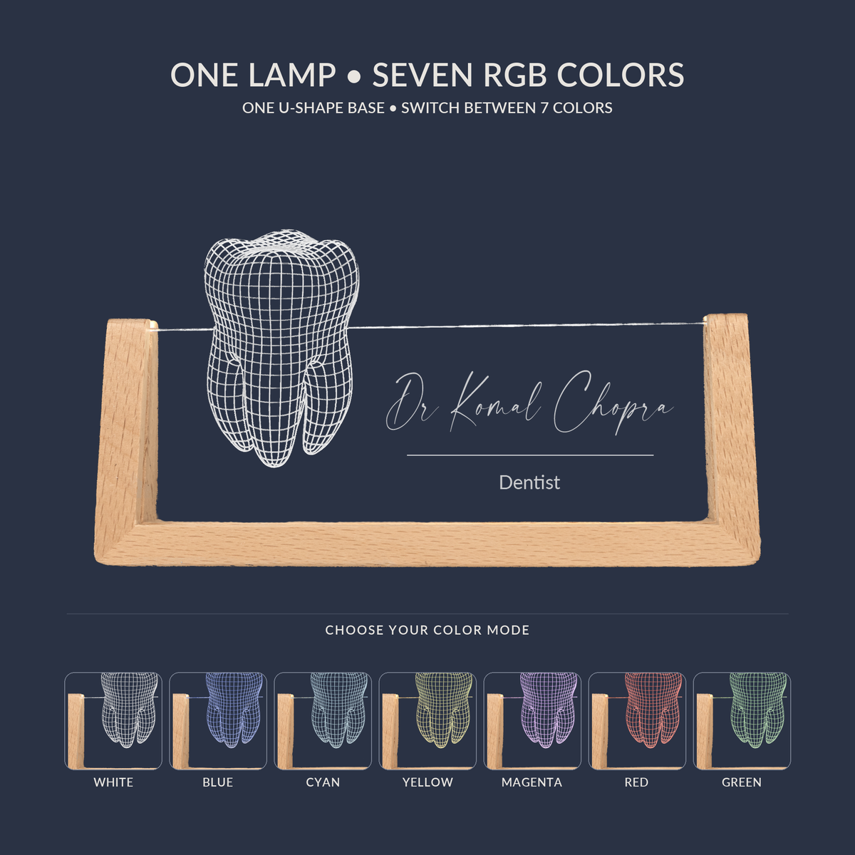 RGB color options for the Dentist LED nameplate