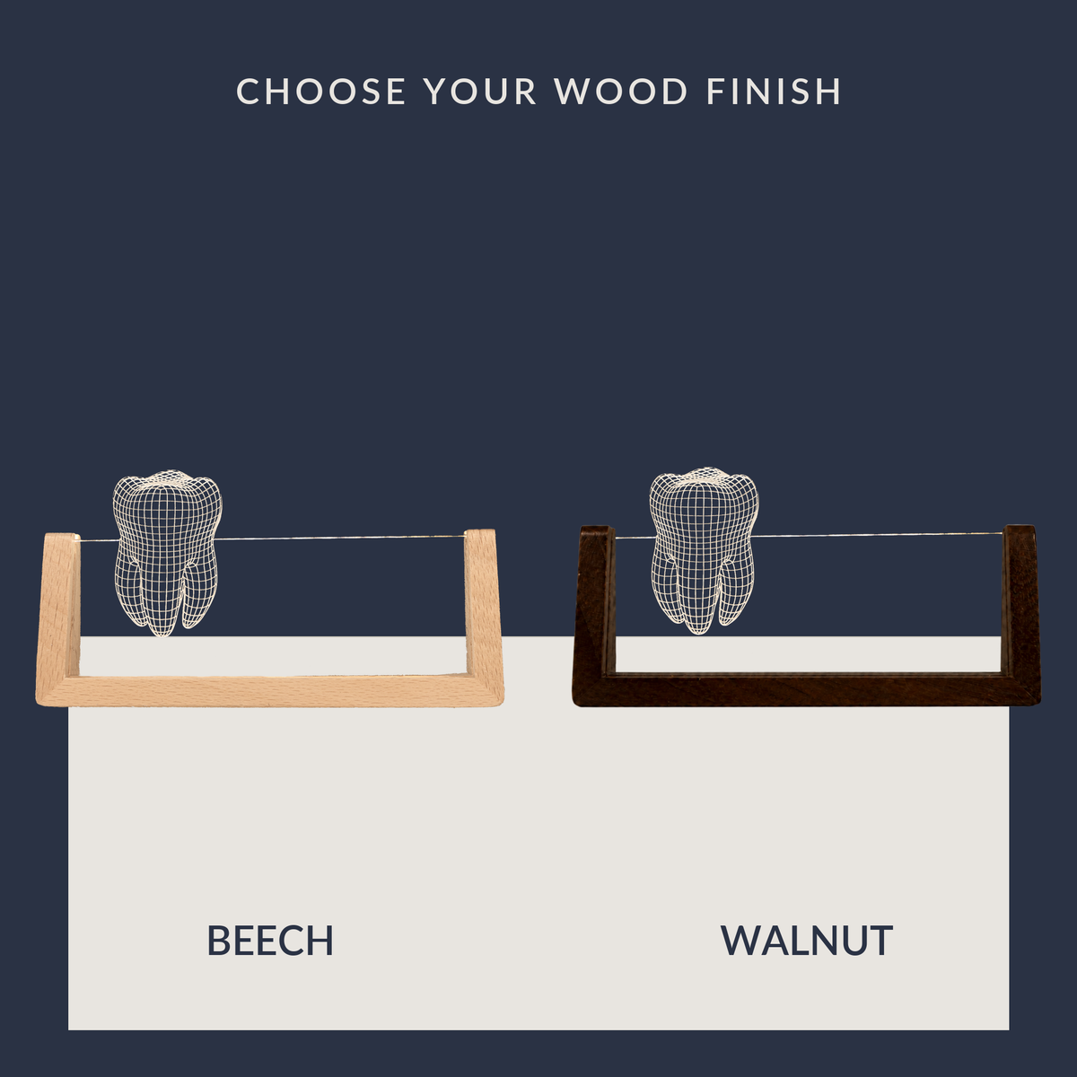 Wood base options for the Dentist LED nameplate