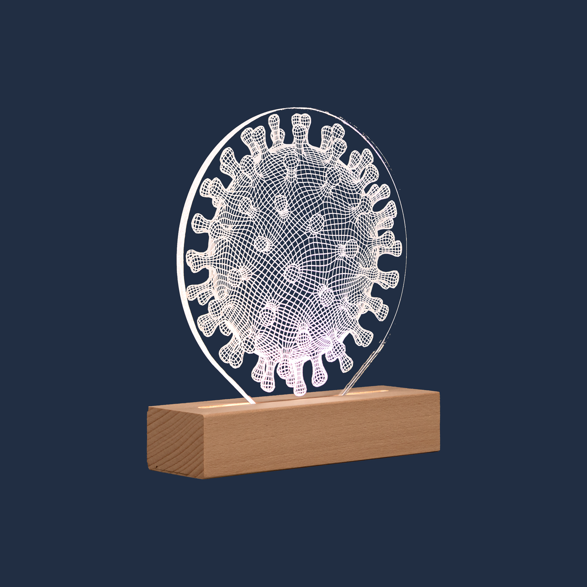 Side profile view of the Virus LED lamp