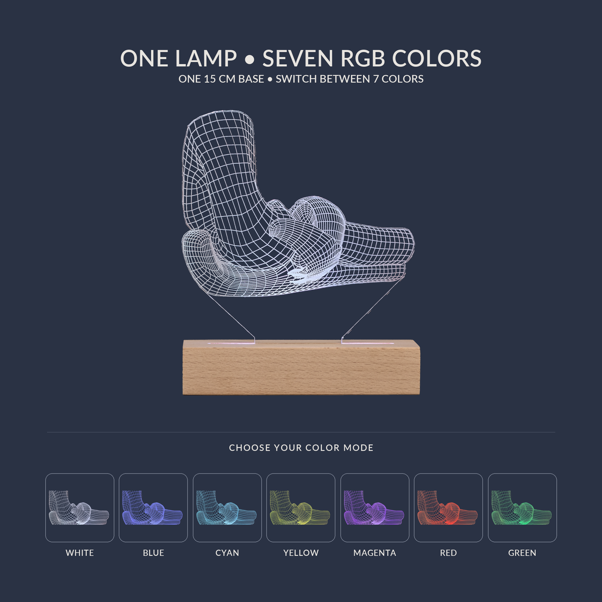 RGB-Farboptionen für die Ellenbogen-LED-Lampe