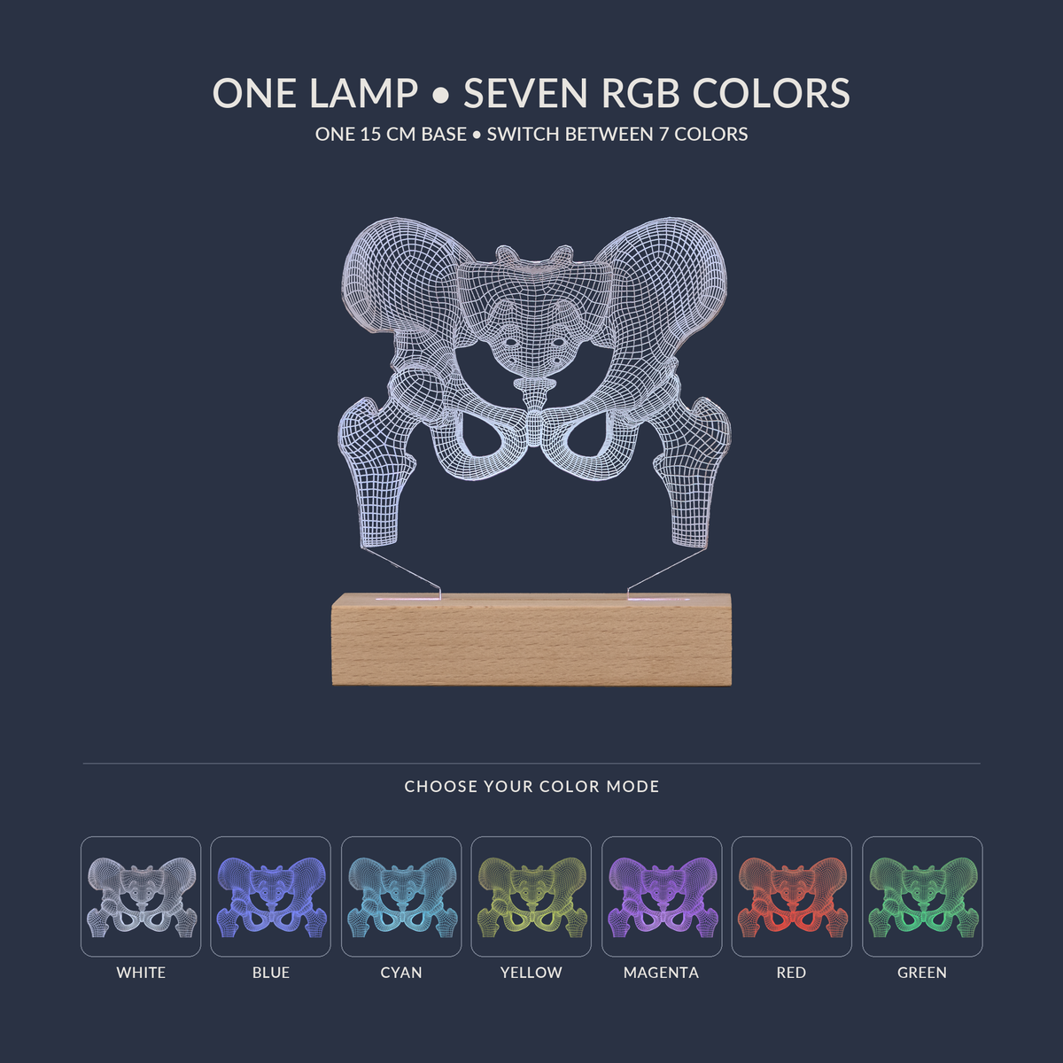 Opciones de colores RGB para la Lámpara LED de Cadera