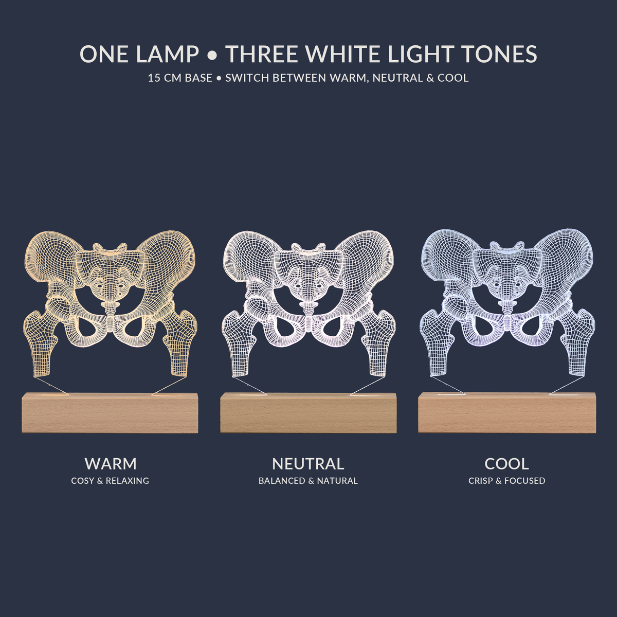 Opciones de tono blanco para la Lámpara LED de Cadera