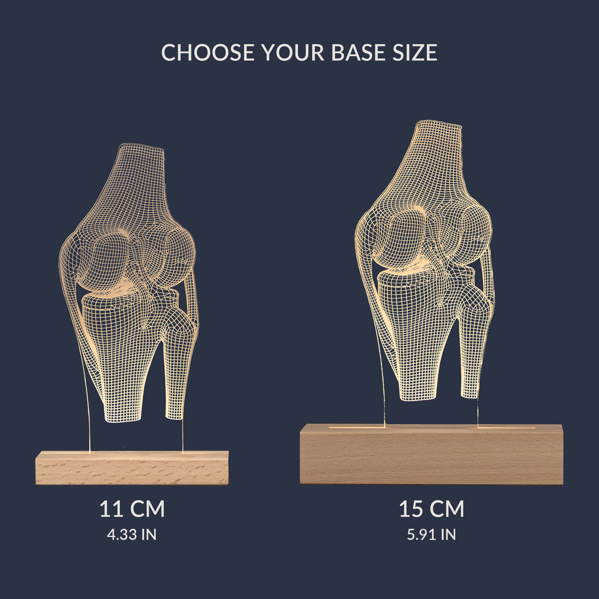 Tabella comparativa delle dimensioni per la Lampada LED Articolazione del Ginocchio
