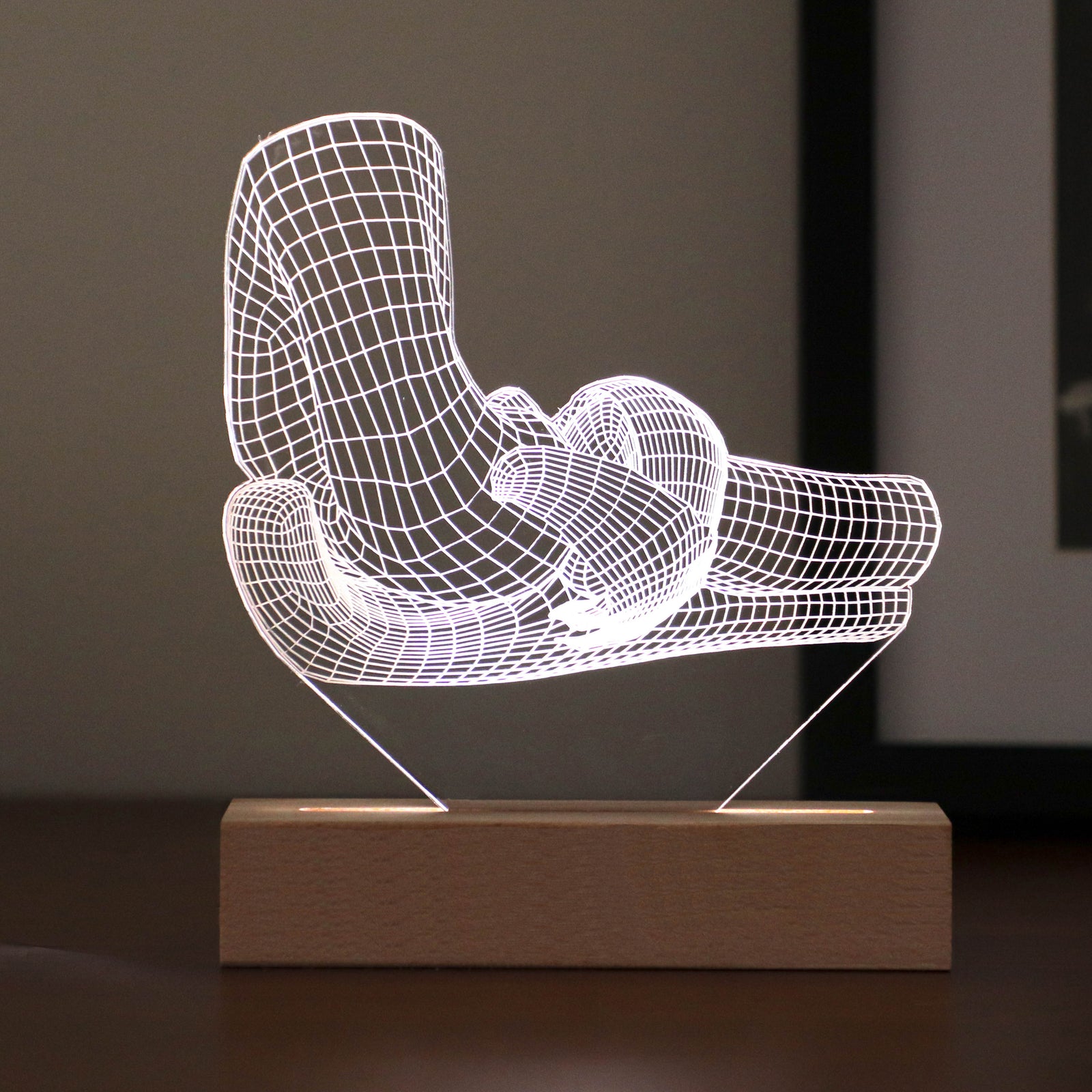 3D illusion lamp featuring a detailed elbow joint anatomy design, illuminated in a white tone, ideal as a unique gift for orthopedic specialists or medical professionals focusing on joint care.