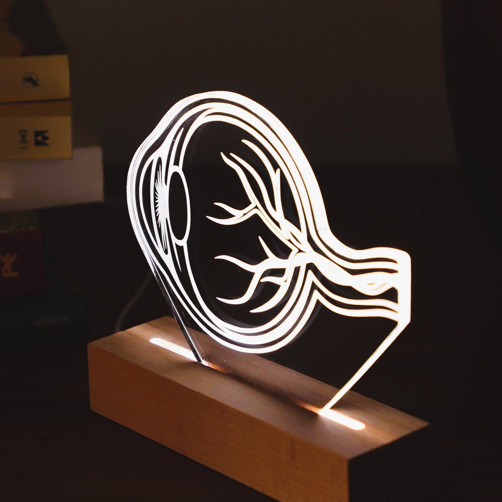 LED lamp featuring a detailed human eye anatomy design, illuminated in a white tone, perfect as a unique gift for ophthalmologists or eye care professionals.