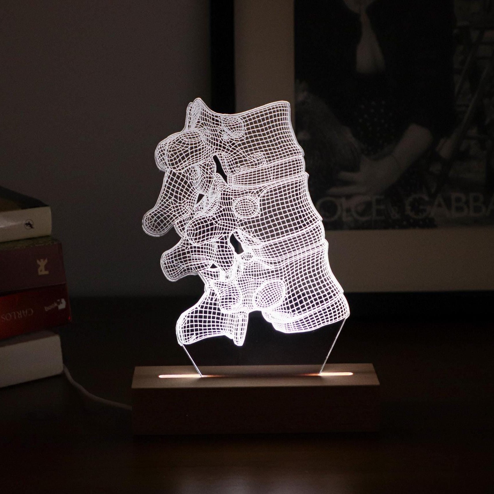 3D illusion lamp featuring a detailed vertebral column anatomy design, illuminated in a white tone, perfect as a unique and thoughtful gift for chiropractors, orthopedic specialists, or medical professionals focusing on spinal health.
