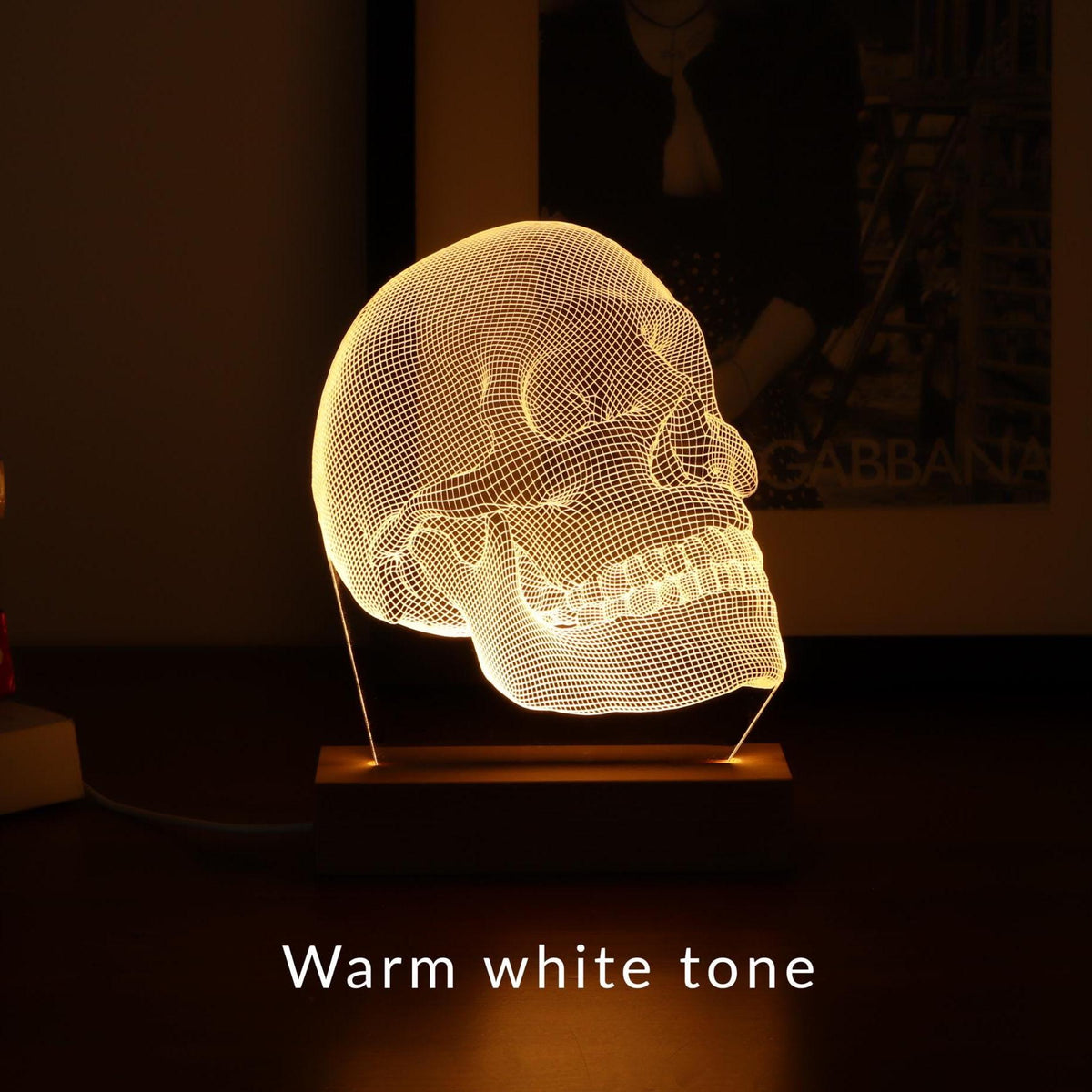 3D illusion lamp featuring a detailed human skull anatomy design, illuminated in a white tone, perfect as a unique and thoughtful gift for medical professionals, anatomists, or educators.
