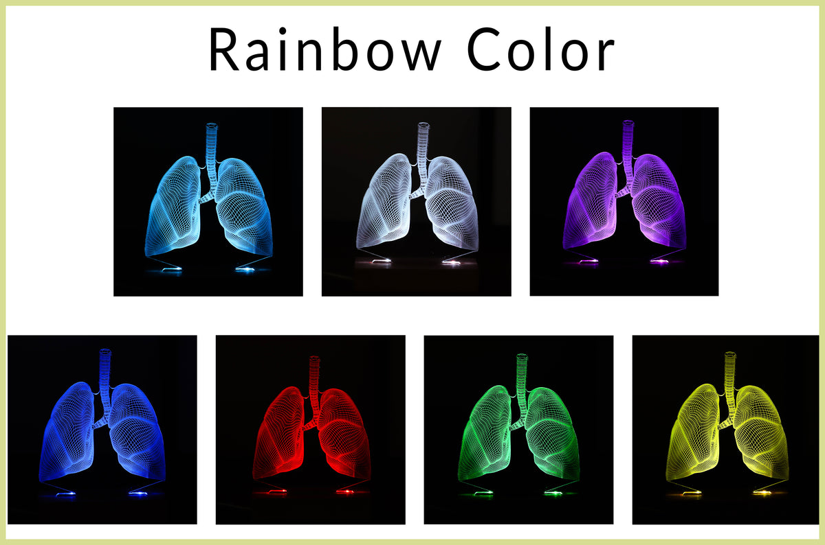 3D illusion lamp featuring a detailed lungs anatomy design, illuminated in a white tone, perfect as a unique gift for pulmonologists or medical professionals specializing in respiratory health.