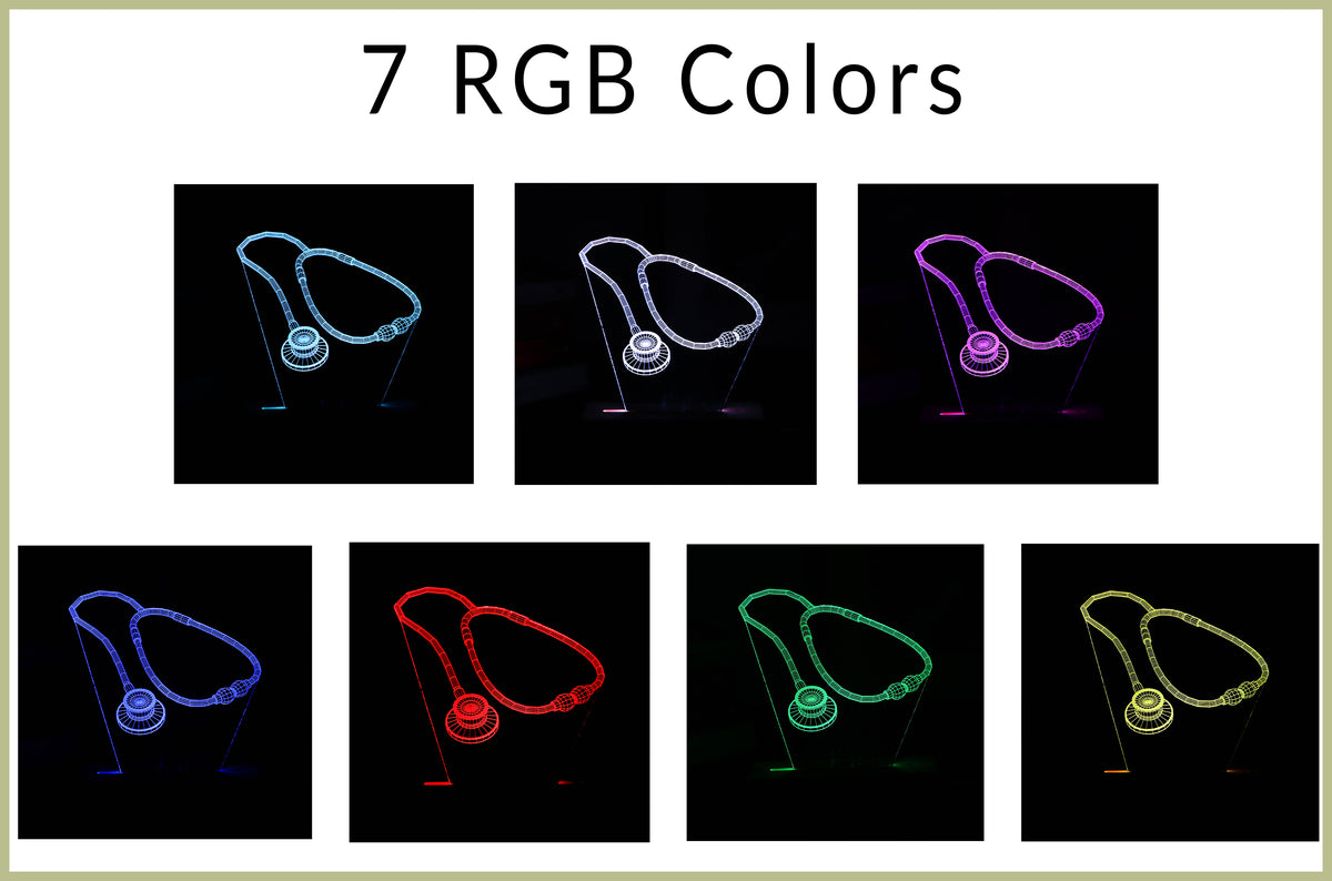 3D illusion lamp featuring a detailed stethoscope design, illuminated in a rainbow color, perfect as a unique and thoughtful gift for doctors, nurses, or medical professionals.